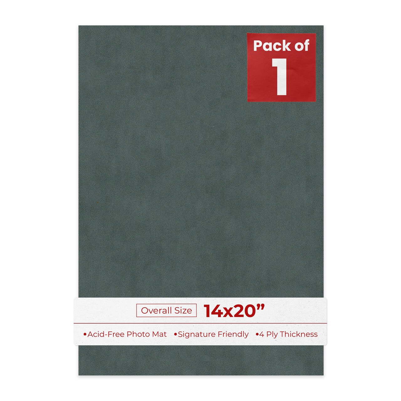 Dark Grey Suede 14x20 Uncut Mat Board - Blank Sheets, No Opening